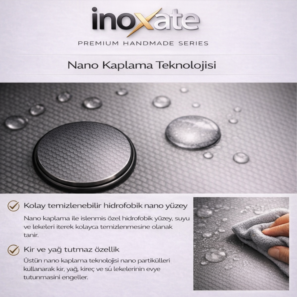 INOXATE El Yapımı Krom Çelik Mutfak Evyesi