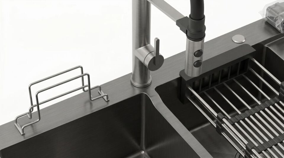 INOXATE 45x100 Çöp Hazneli Paslanmaz Çelik Mutfak Evyesi